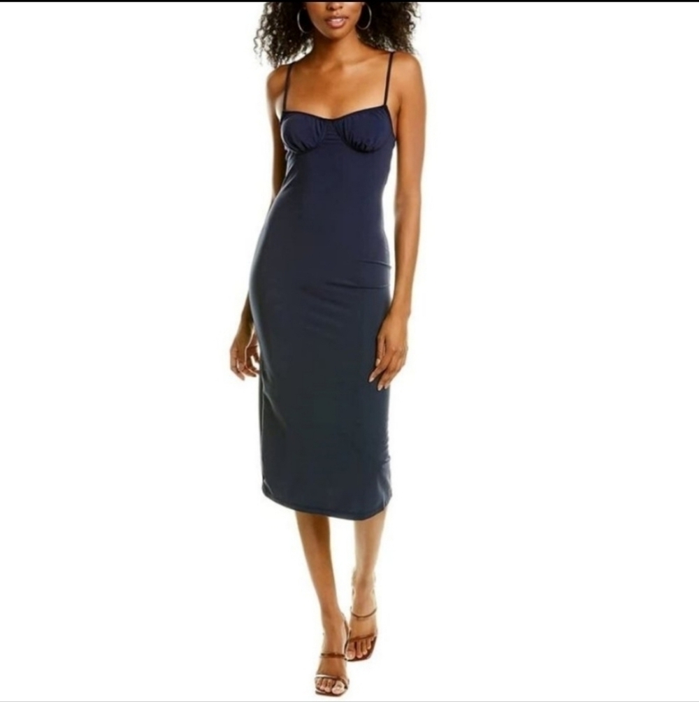 We Wore What From Danielle Burnstein Midi Slip Dress In Navy Size L